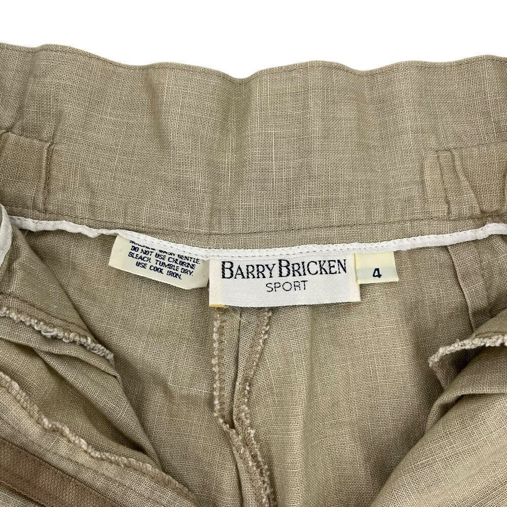 Vintage Paper Bag Trouser Pants Barry Bricken Tan Beige Size 4 - Picture 7 of 7